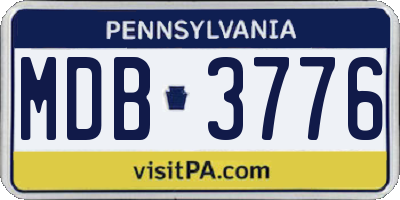 PA license plate MDB3776