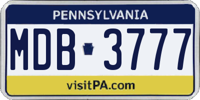 PA license plate MDB3777