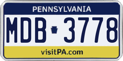PA license plate MDB3778