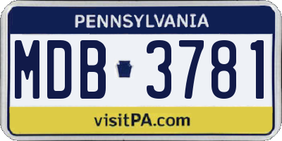 PA license plate MDB3781