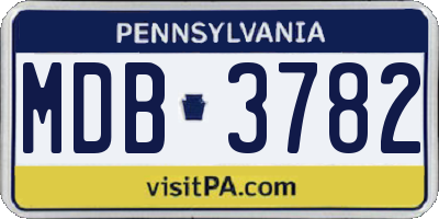 PA license plate MDB3782