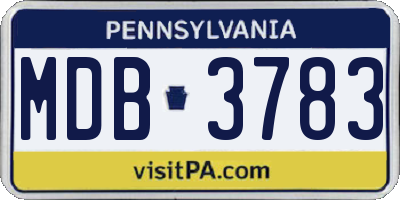 PA license plate MDB3783