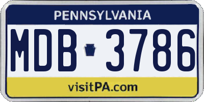 PA license plate MDB3786