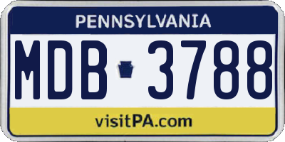 PA license plate MDB3788