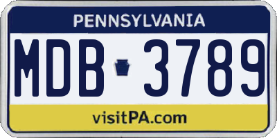 PA license plate MDB3789