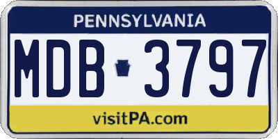 PA license plate MDB3797