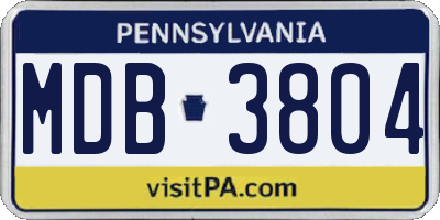 PA license plate MDB3804