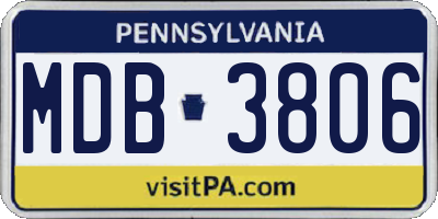 PA license plate MDB3806