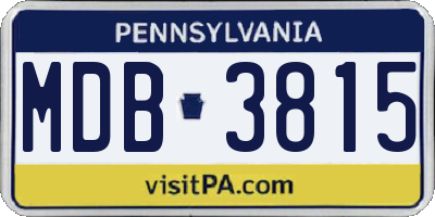 PA license plate MDB3815