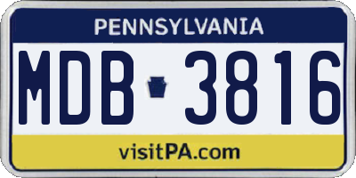 PA license plate MDB3816