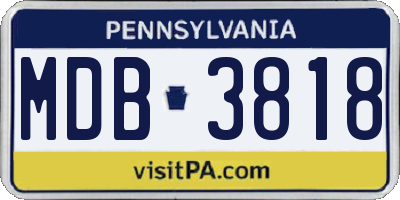 PA license plate MDB3818