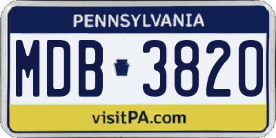 PA license plate MDB3820