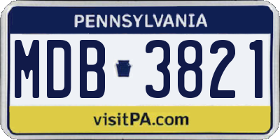 PA license plate MDB3821