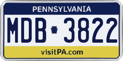PA license plate MDB3822