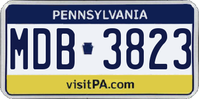 PA license plate MDB3823