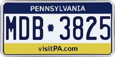 PA license plate MDB3825