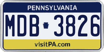 PA license plate MDB3826