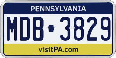 PA license plate MDB3829