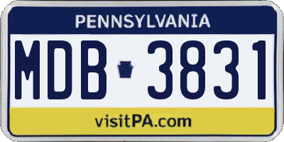 PA license plate MDB3831
