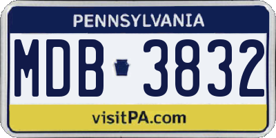 PA license plate MDB3832