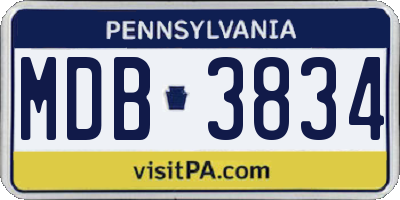 PA license plate MDB3834