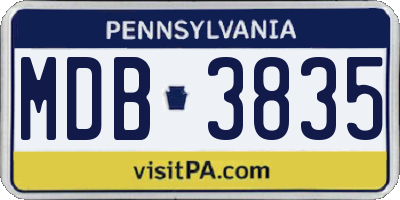 PA license plate MDB3835