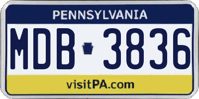PA license plate MDB3836