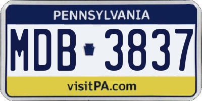 PA license plate MDB3837