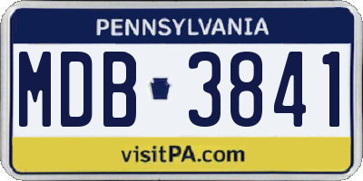 PA license plate MDB3841