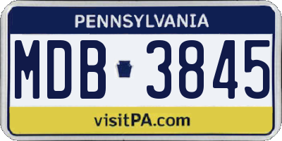 PA license plate MDB3845