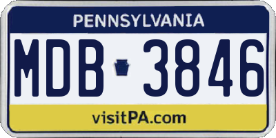 PA license plate MDB3846
