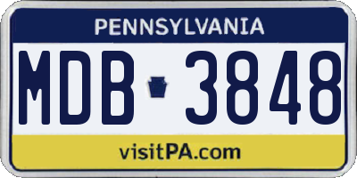 PA license plate MDB3848
