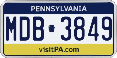 PA license plate MDB3849