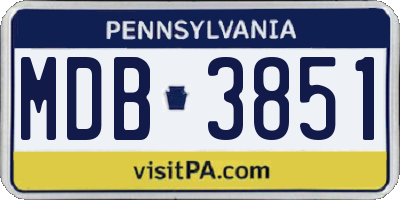 PA license plate MDB3851