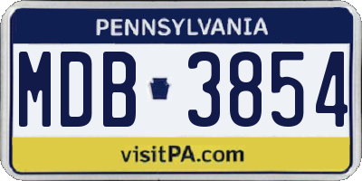PA license plate MDB3854