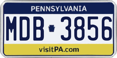 PA license plate MDB3856