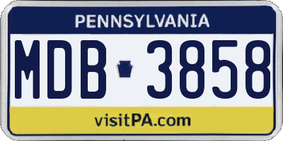 PA license plate MDB3858