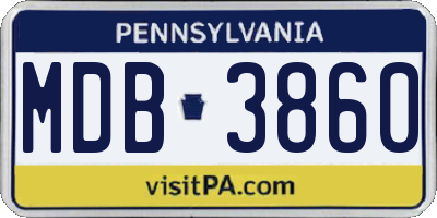 PA license plate MDB3860
