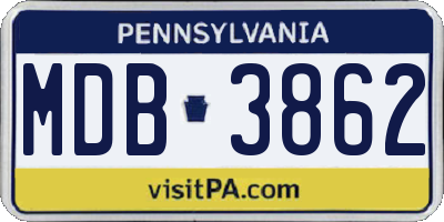 PA license plate MDB3862