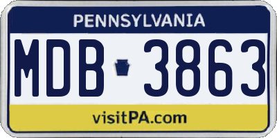 PA license plate MDB3863
