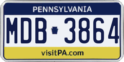 PA license plate MDB3864