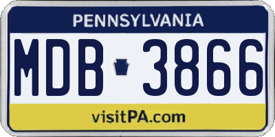 PA license plate MDB3866