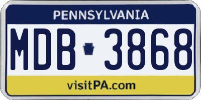 PA license plate MDB3868