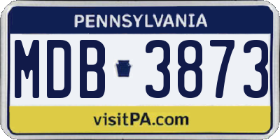 PA license plate MDB3873