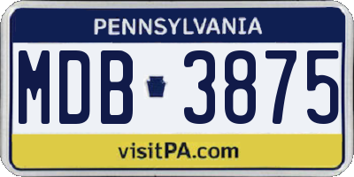 PA license plate MDB3875