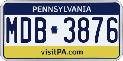 PA license plate MDB3876