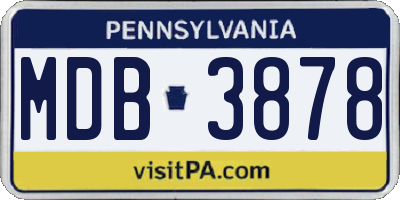 PA license plate MDB3878