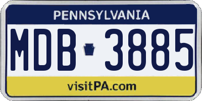 PA license plate MDB3885