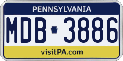 PA license plate MDB3886