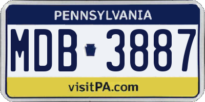 PA license plate MDB3887